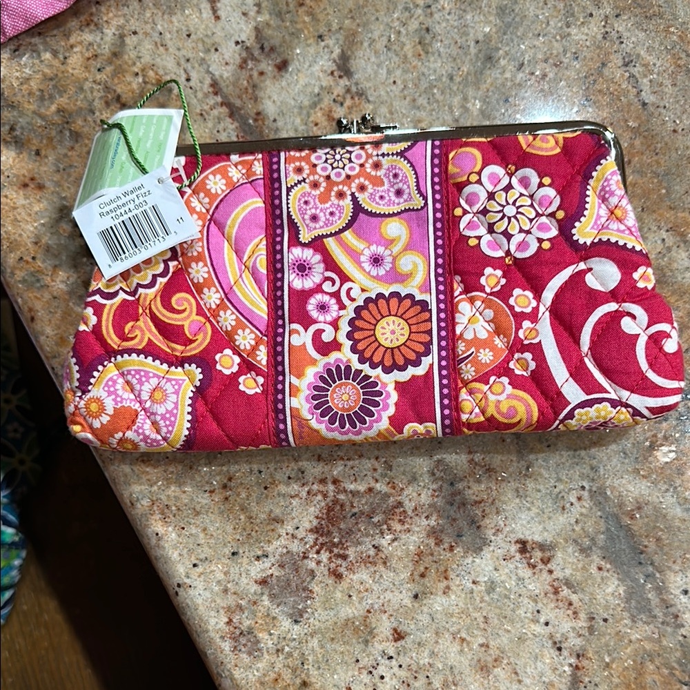 Vera Bradley Red and Pink Floral Clutch